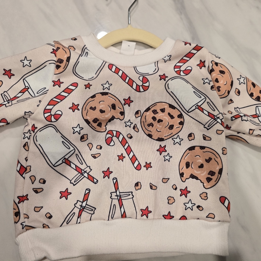 SHEIN Kids Candy Cane And Cookie Sweatshirt